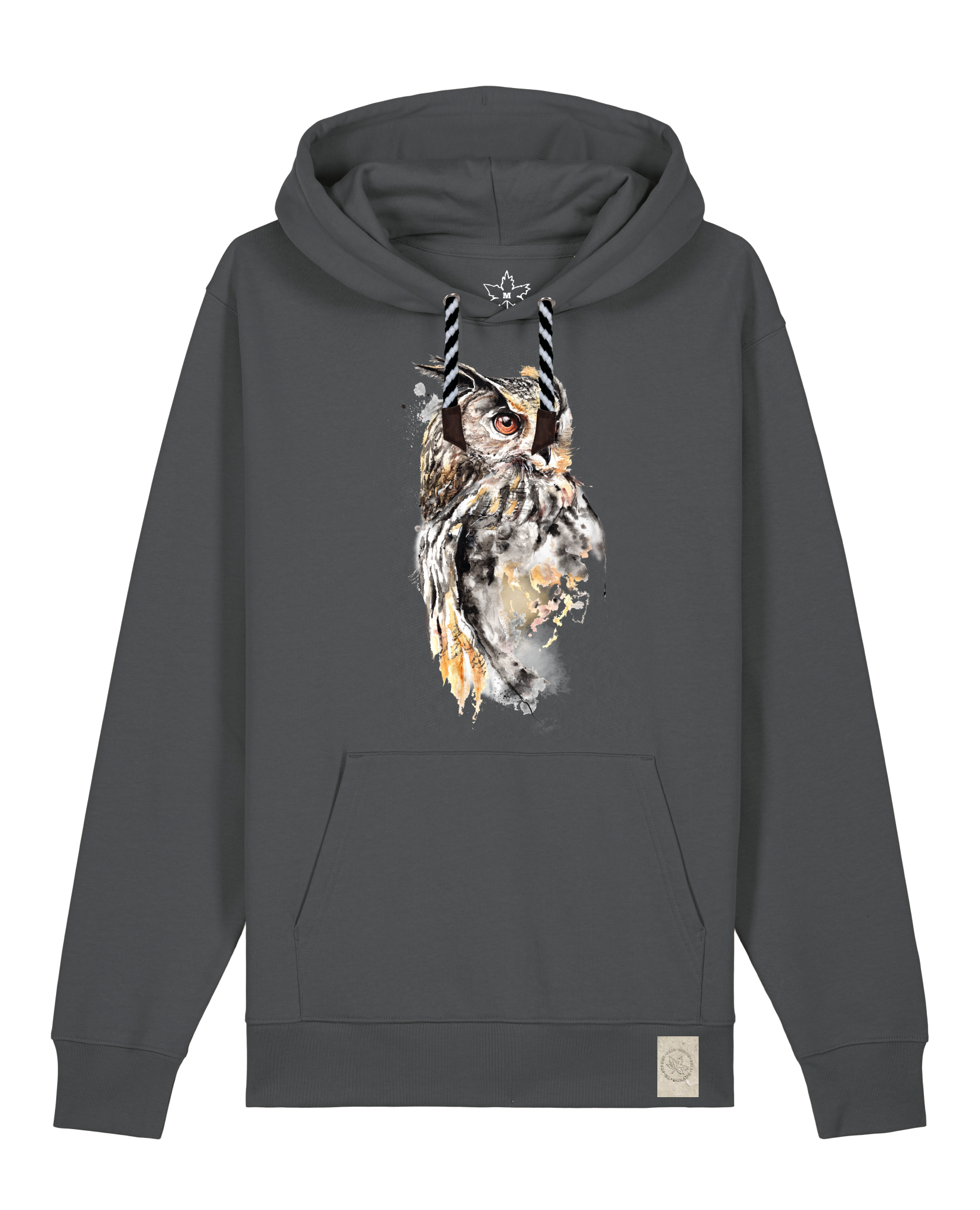 bio-unisex-medium fit-hoodie-eule-stsu177-eisen-sw kordel-front