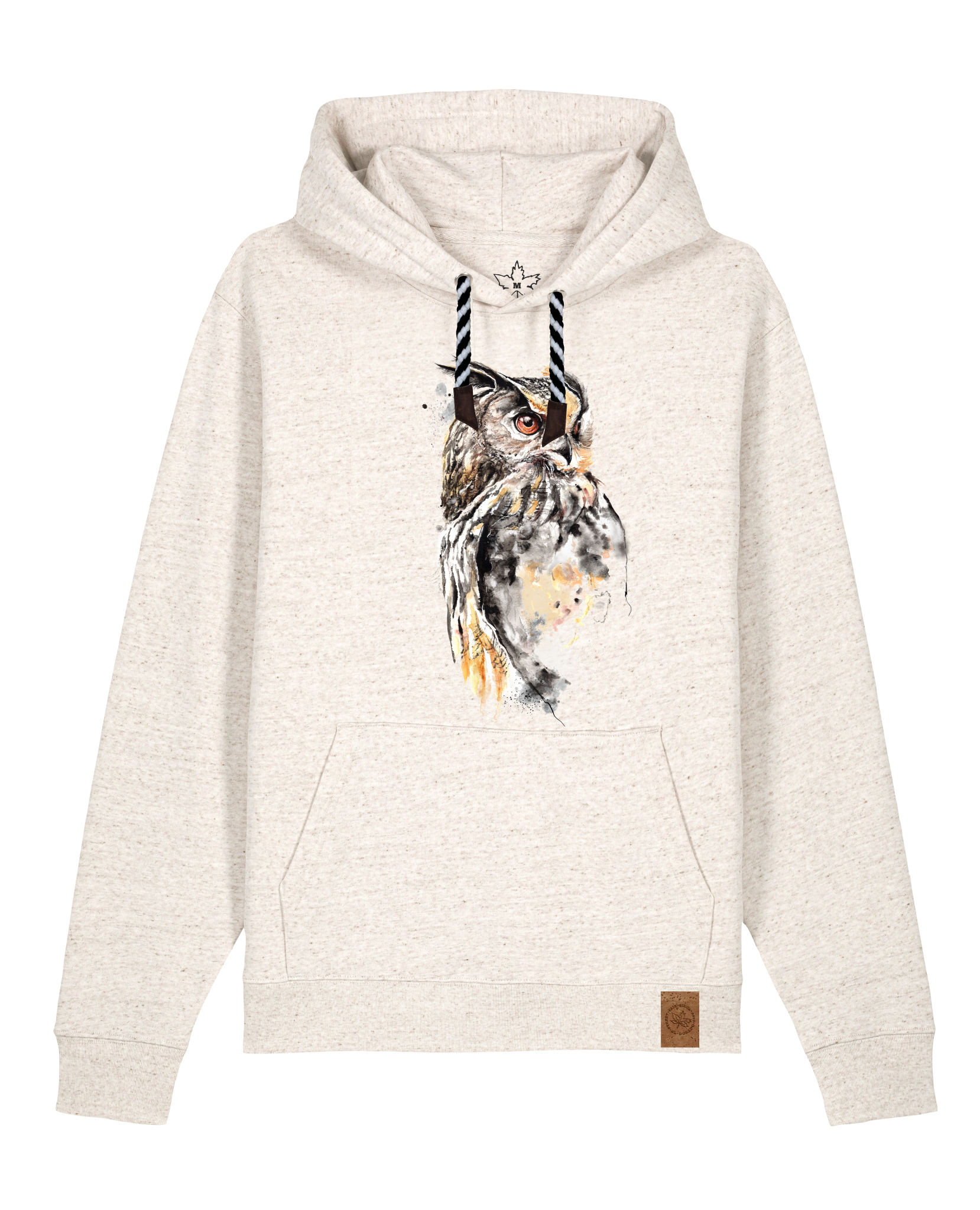 bio-unisex-medium fit-hoodie-eule-stsu177-elbsandstein-sw kordel-front