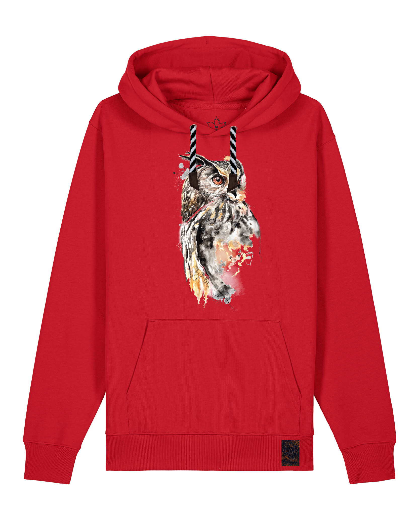 bio-unisex-medium fit-hoodie-eule-stsu177-erdbeere-sw kordel-front