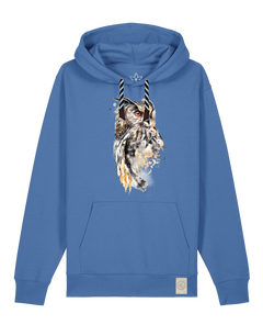 bio-unisex-medium fit-hoodie-eule-stsu177-hortensie-sw kordel-front