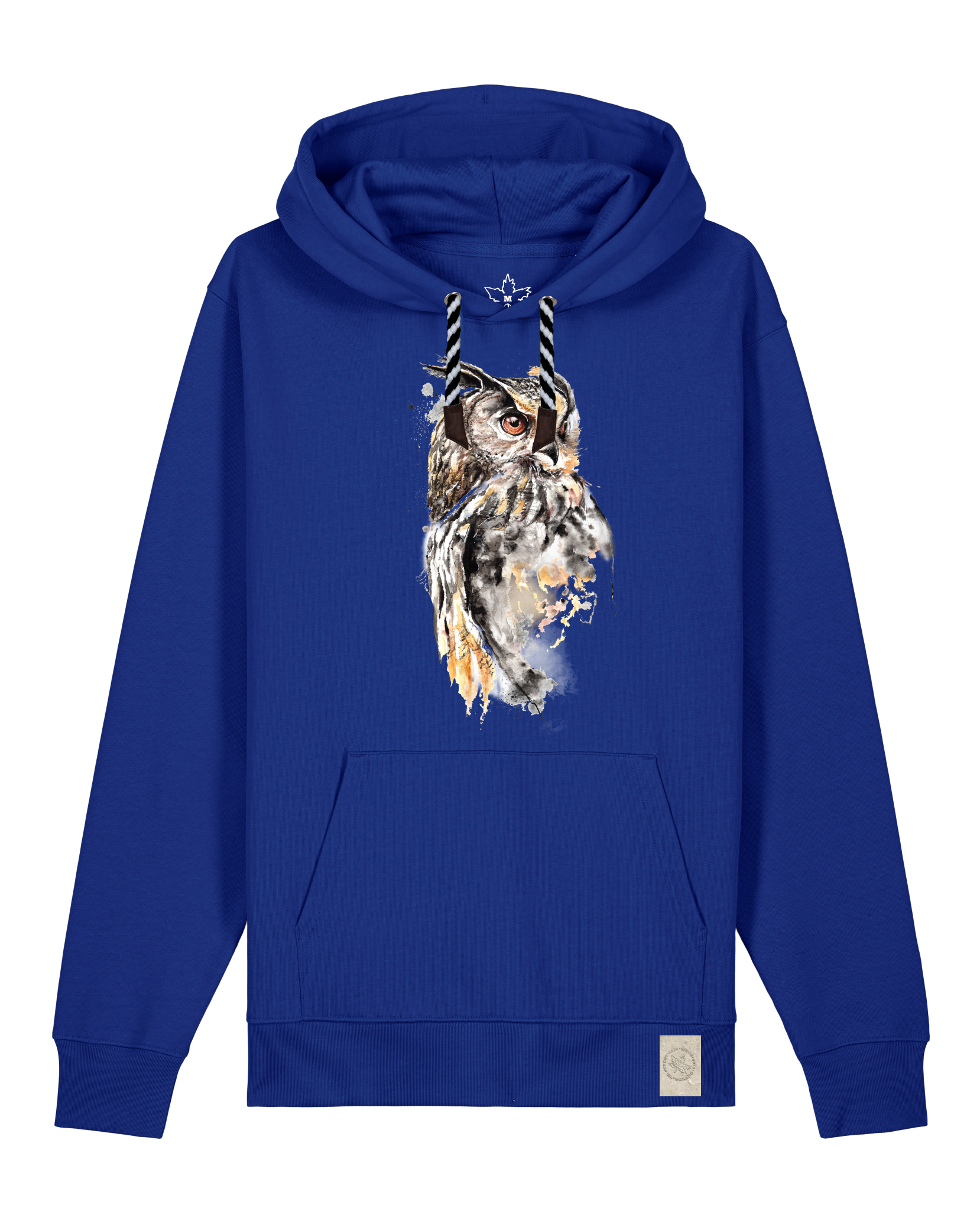 bio-unisex-medium fit-hoodie-eule-stsu177-kornblume-sw kordel-front