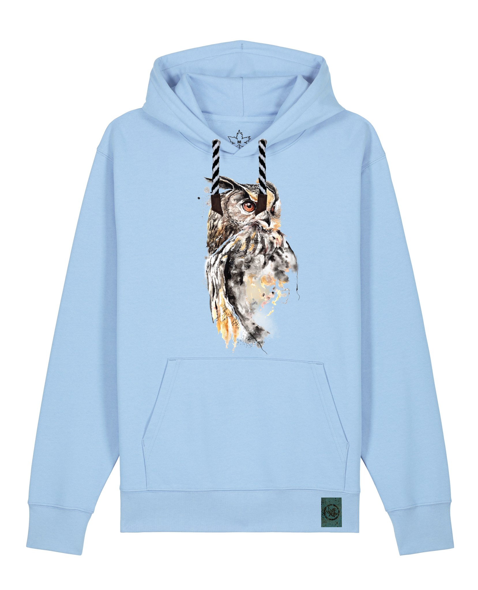 bio-unisex-medium fit-hoodie-eule-stsu177-lagune-sw kordel-front