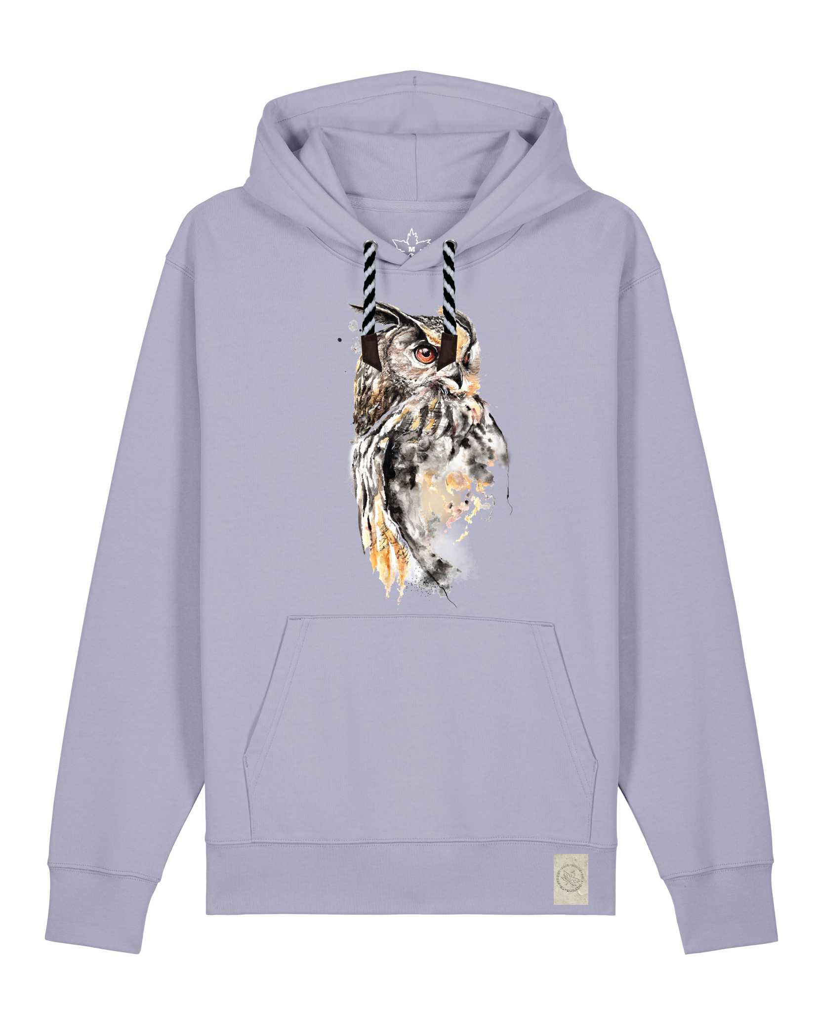 bio-unisex-medium fit-hoodie-eule-stsu177-lavender-sw kordel-front