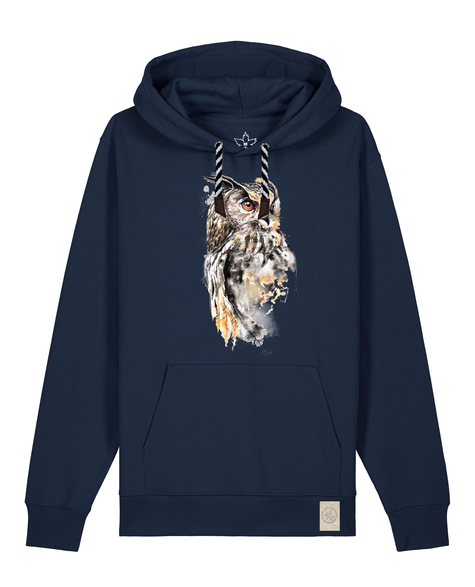 bio-unisex-medium fit-hoodie-eule-stsu177-marine-sw kordel-front