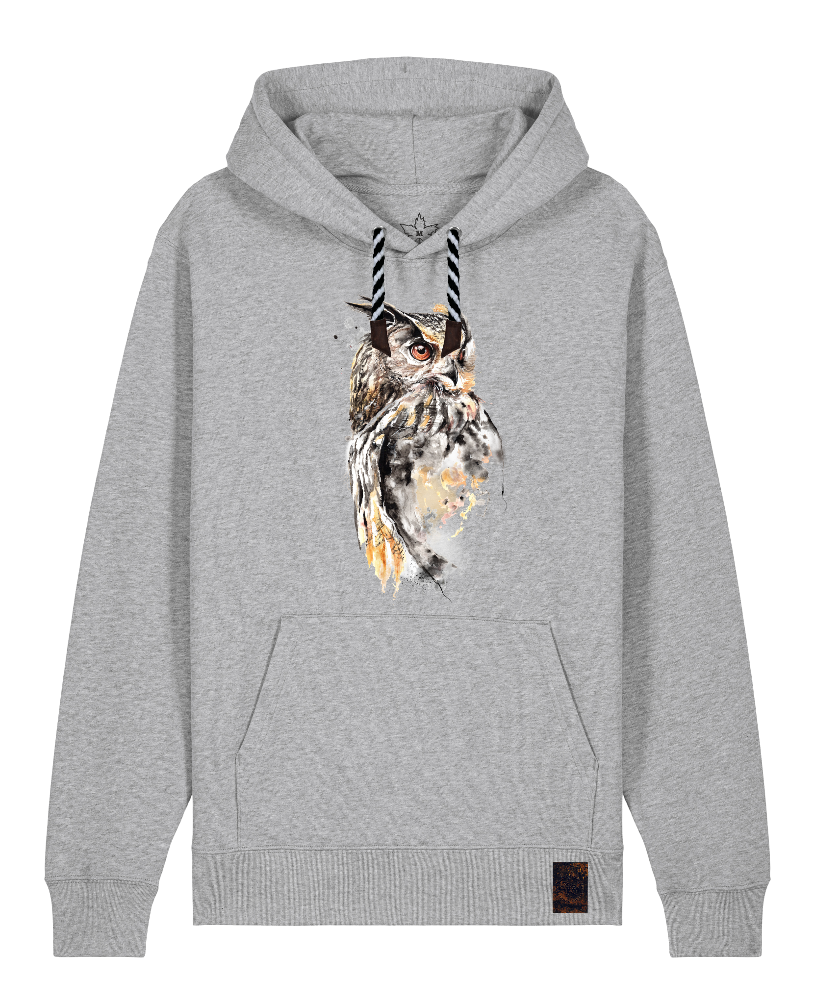 bio-unisex-medium fit-hoodie-eule-stsu177-mausgrau-sw kordel-front