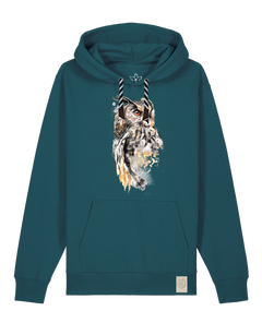 bio-unisex-medium fit-hoodie-eule-stsu177-nordmanntanne-sw kordel-front
