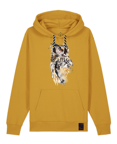 bio-unisex-medium fit-hoodie-eule-stsu177-senf-sw kordel-front
