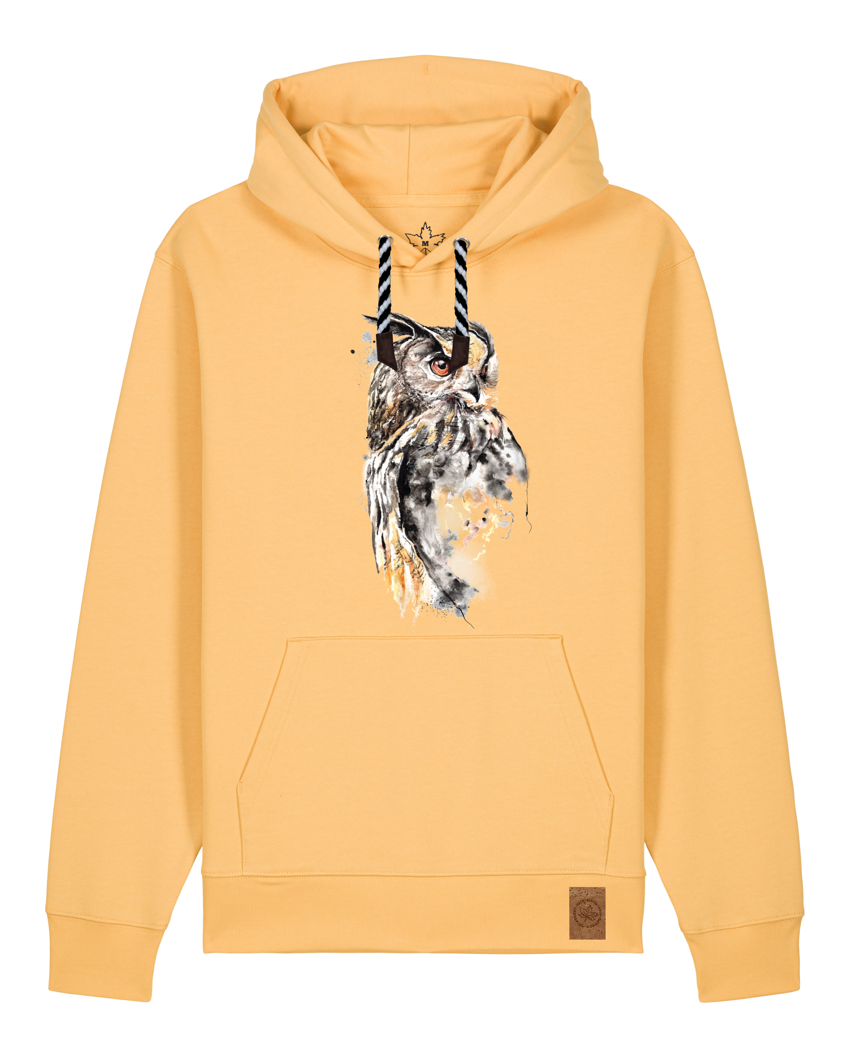 bio-unisex-medium fit-hoodie-eule-stsu177-senfkorn-sw kordel-front