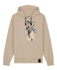 bio-unisex-medium fit-hoodie-eule-stsu177-treibsand-sw kordel-front