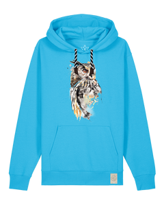 bio-unisex-medium fit-hoodie-eule-stsu177-wasserblau-sw kordel-front