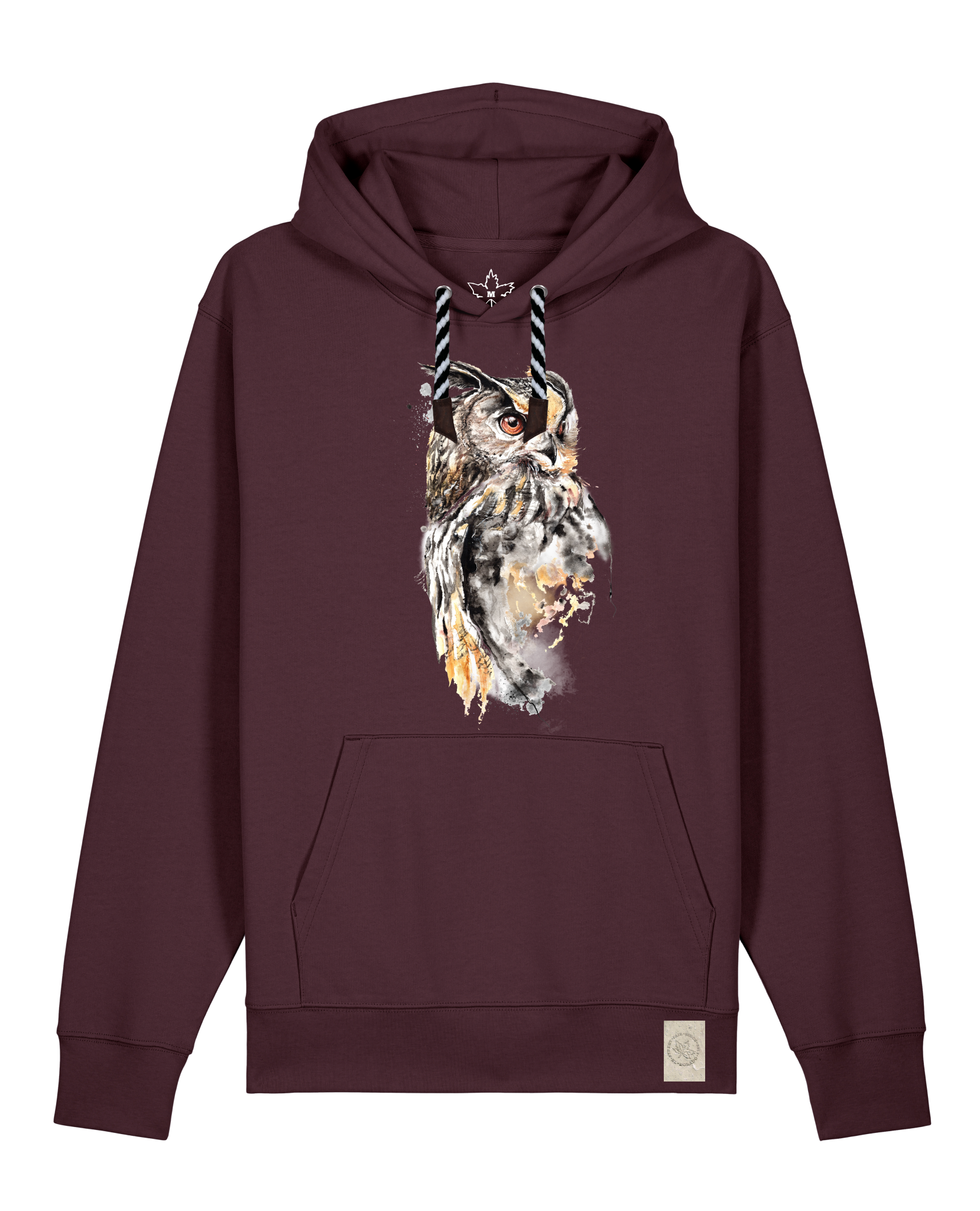 bio-unisex-medium fit-hoodie-eule-stsu177-zartbitter-sw kordel-front