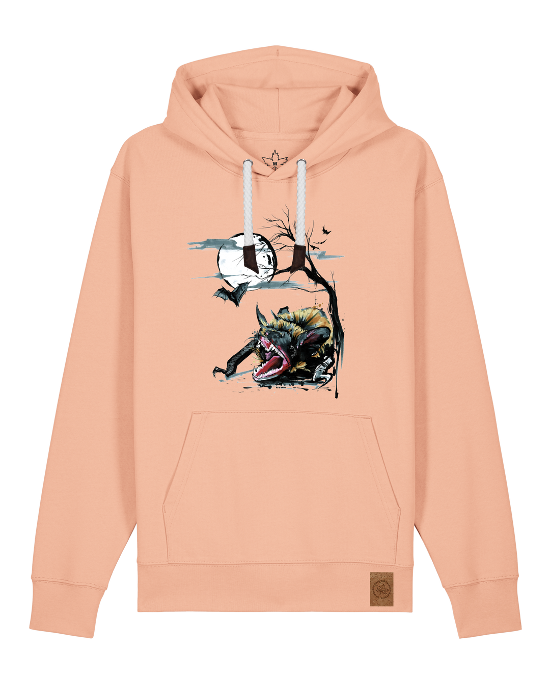 bio-unisex-medium fit-hoodie-fledermaus-stsu177-agyptische keramik-weiße kordel-front