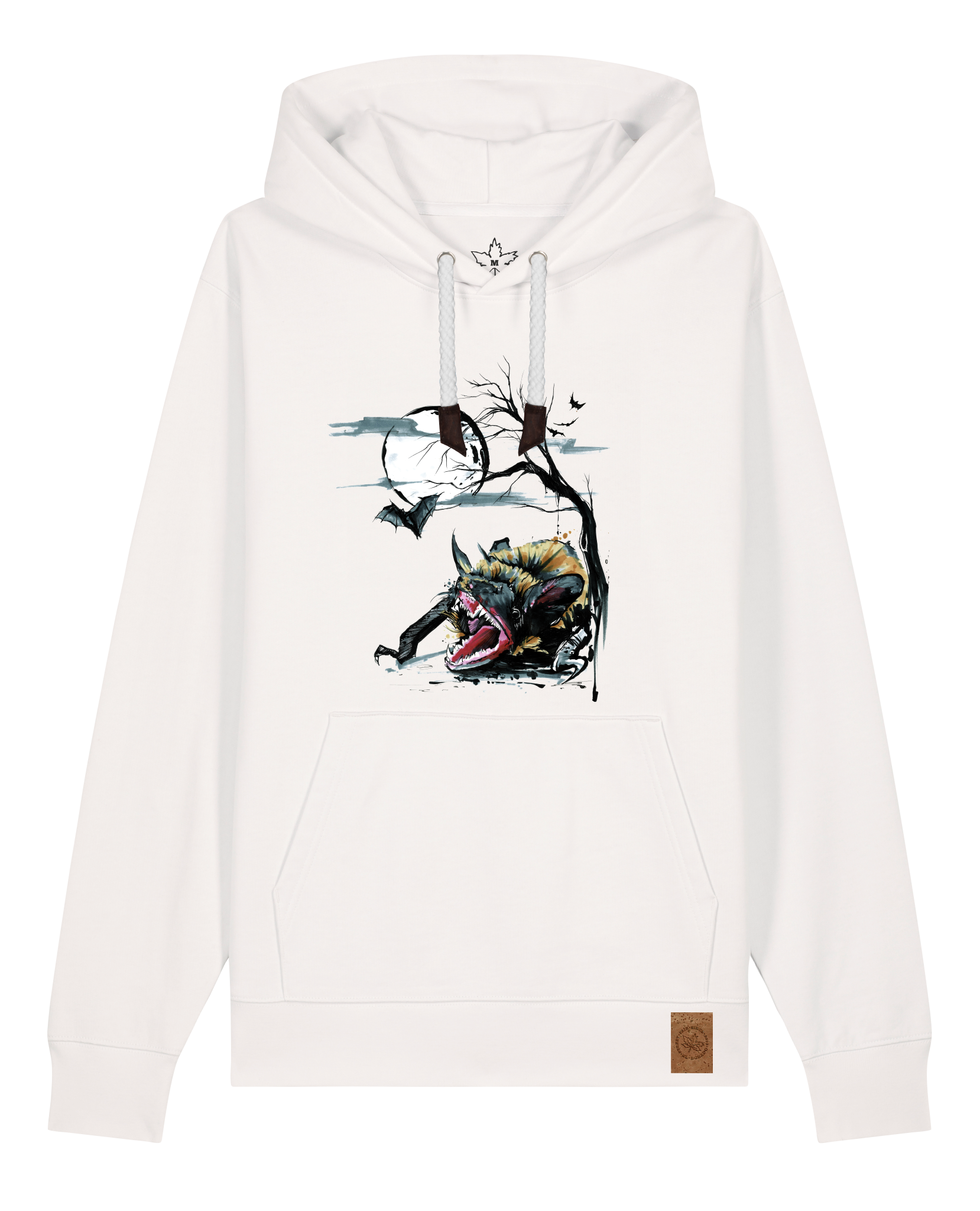 bio-unisex-medium fit-hoodie-fledermaus-stsu177-bio ei-weiße kordel-front