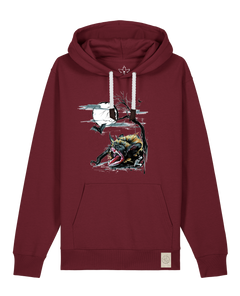 bio-unisex-medium fit-hoodie-fledermaus-stsu177-burgunder rot-weiße kordel-front