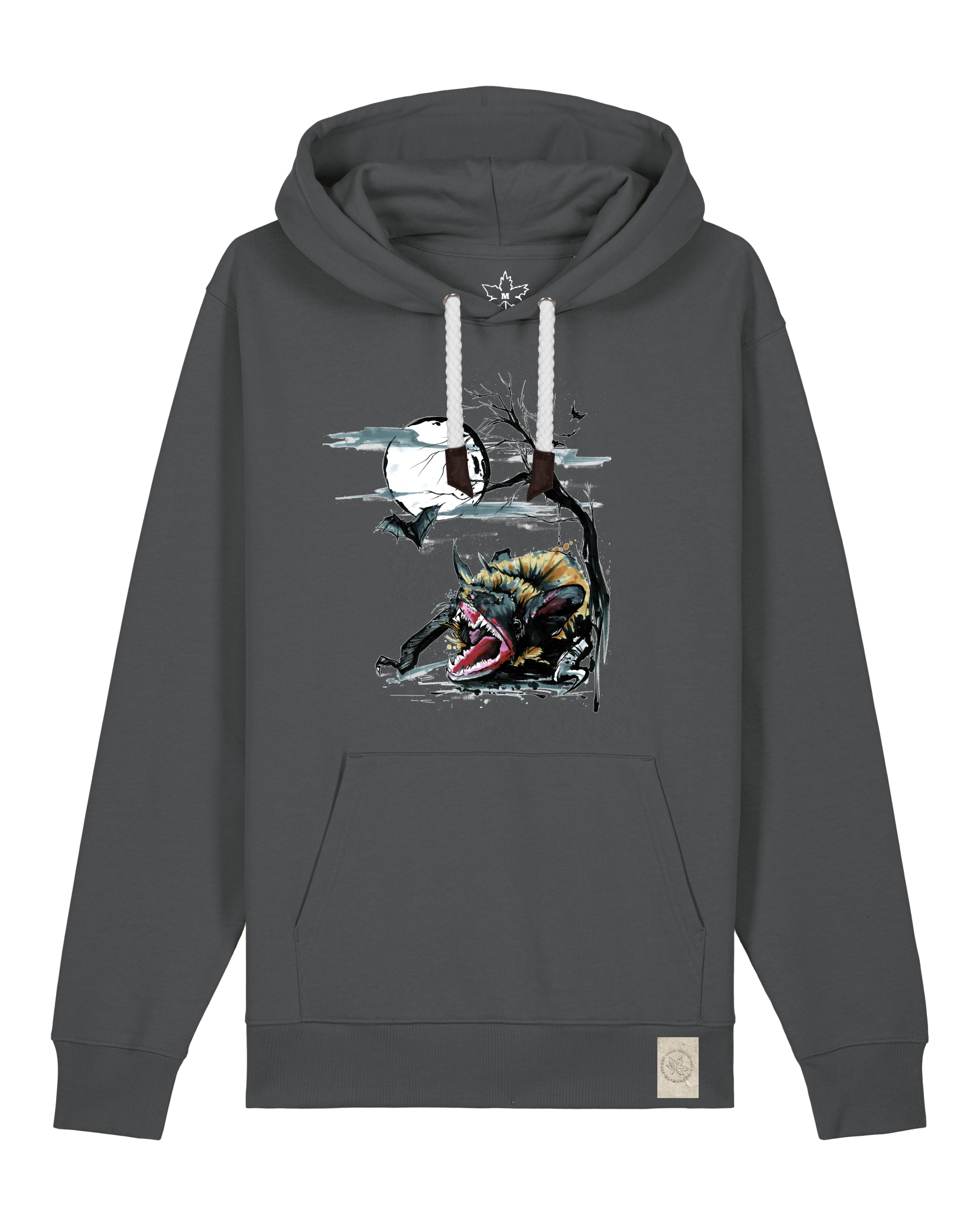 bio-unisex-medium fit-hoodie-fledermaus-stsu177-eisen-weiße kordel-front