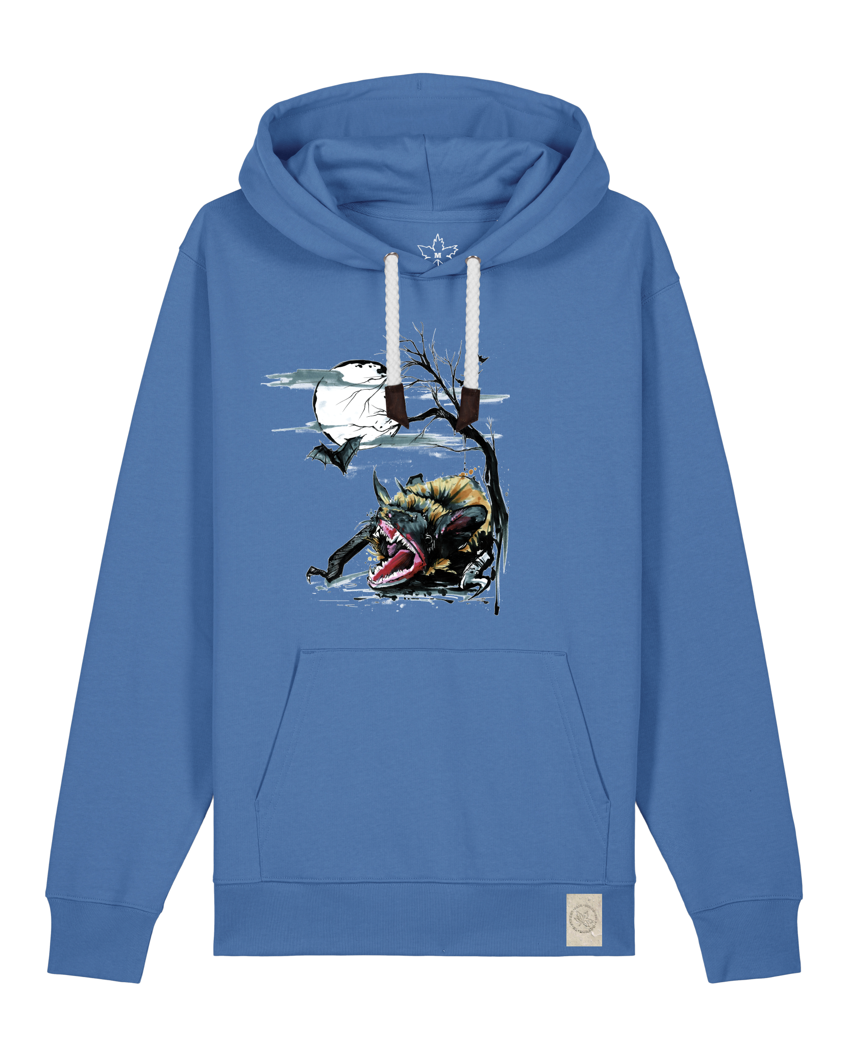 bio-unisex-medium fit-hoodie-fledermaus-stsu177-hortensie-weiße kordel-front