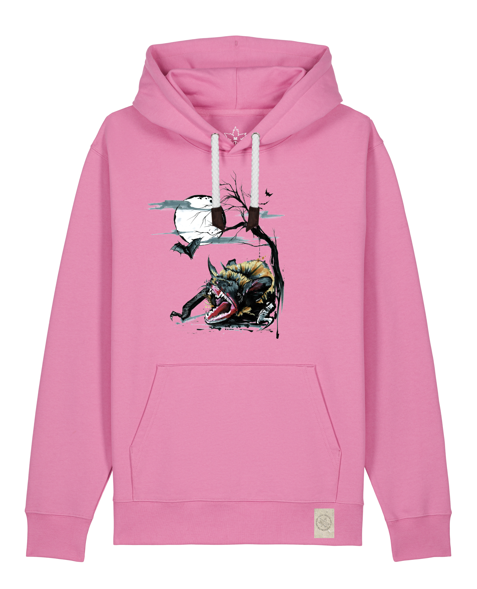bio-unisex-medium fit-hoodie-fledermaus-stsu177-kaugummi-weiße kordel-front