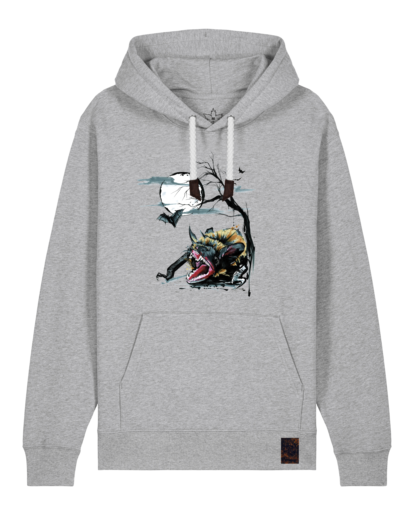 bio-unisex-medium fit-hoodie-fledermaus-stsu177-mausgrau-weiße kordel-front