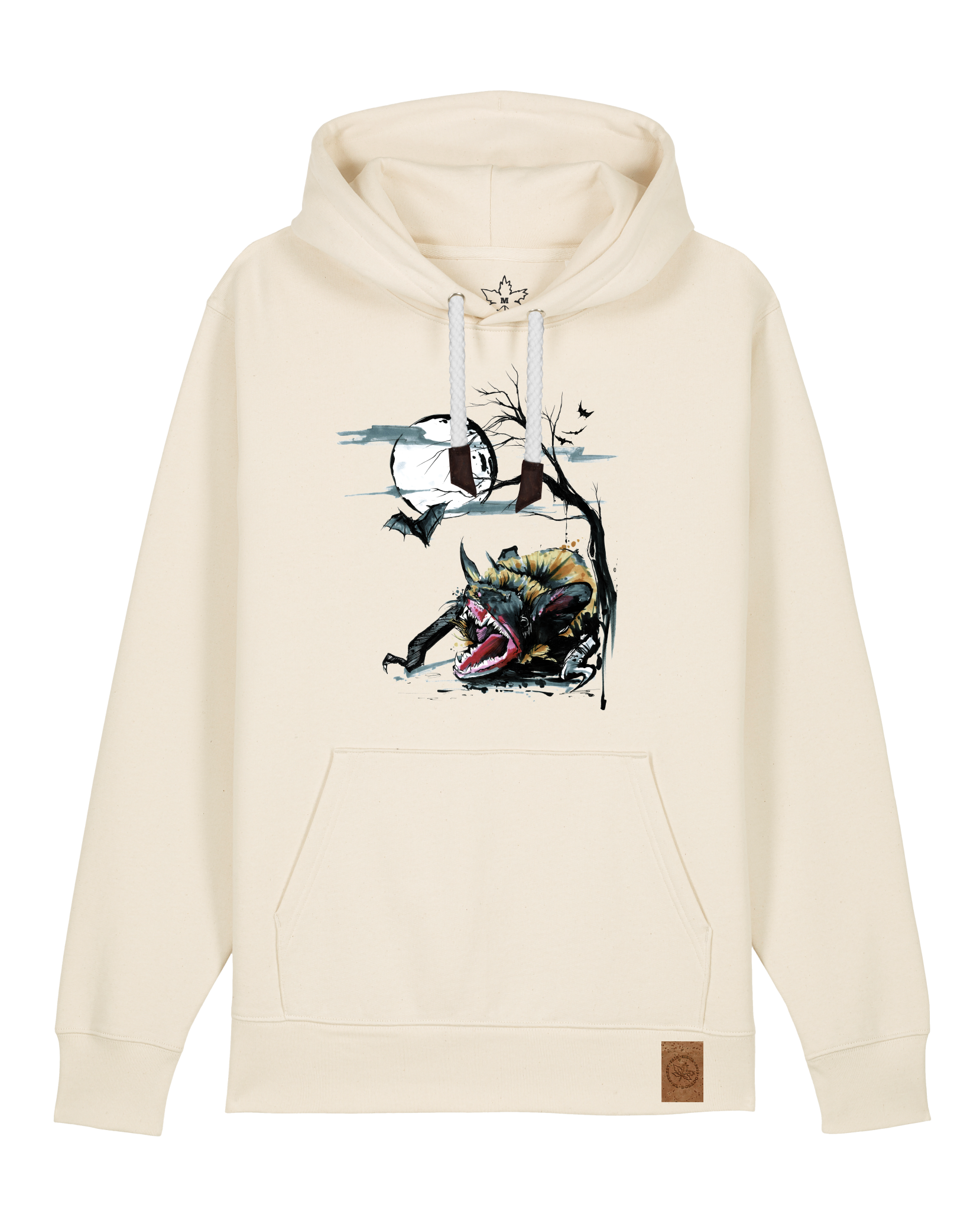 bio-unisex-medium fit-hoodie-fledermaus-stsu177-natur-weiße kordel-front