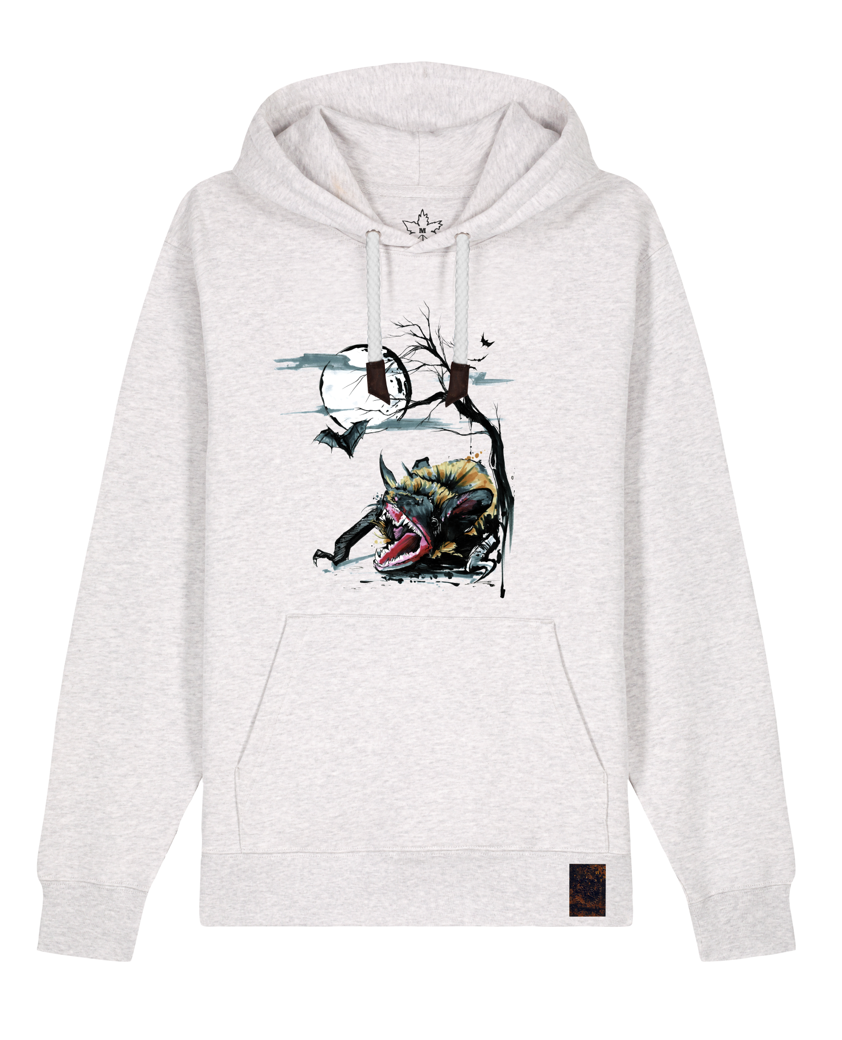 bio-unisex-medium fit-hoodie-fledermaus-stsu177-rennmaus-weiße kordel-front