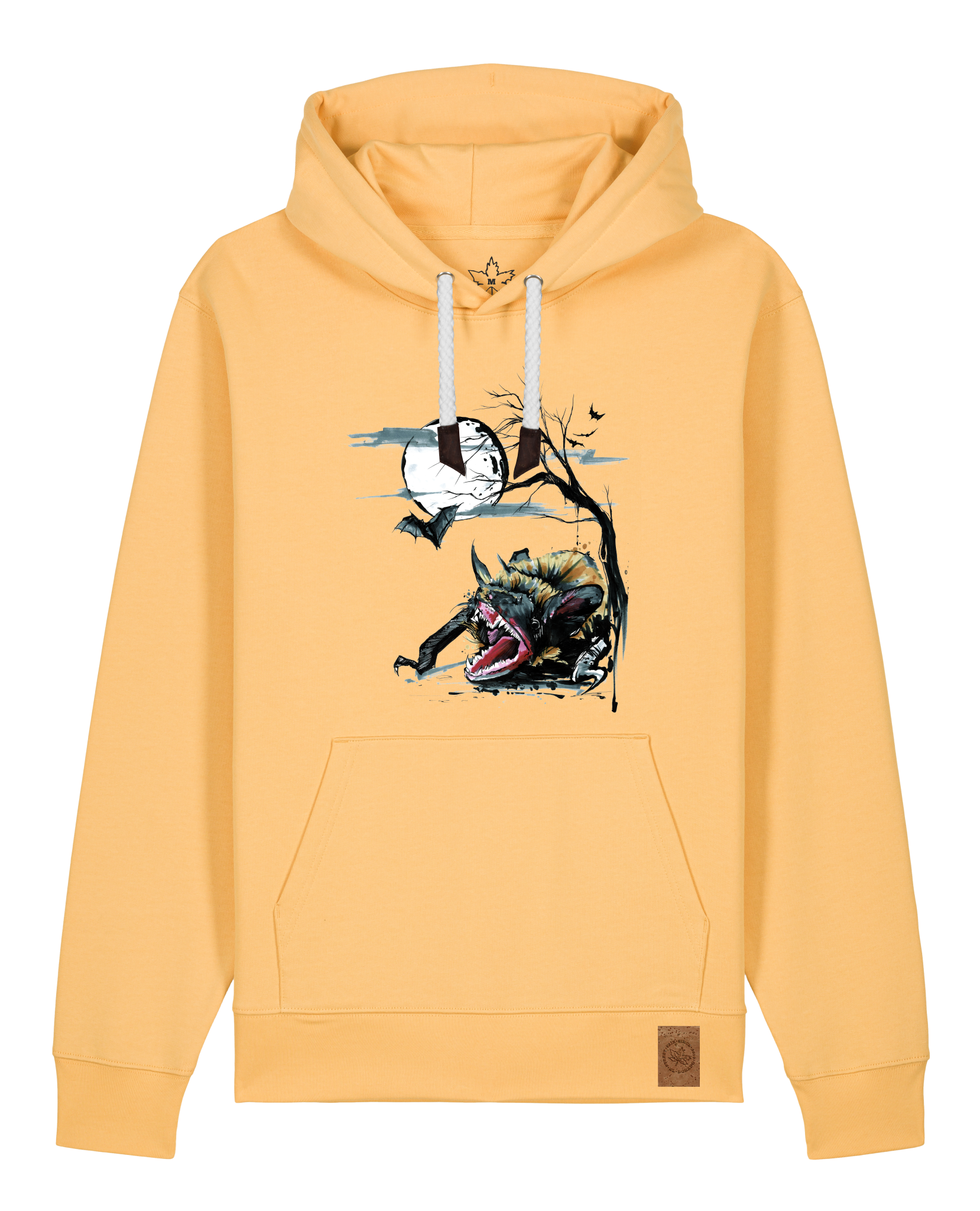 bio-unisex-medium fit-hoodie-fledermaus-stsu177-senfkorn-weiße kordel-front