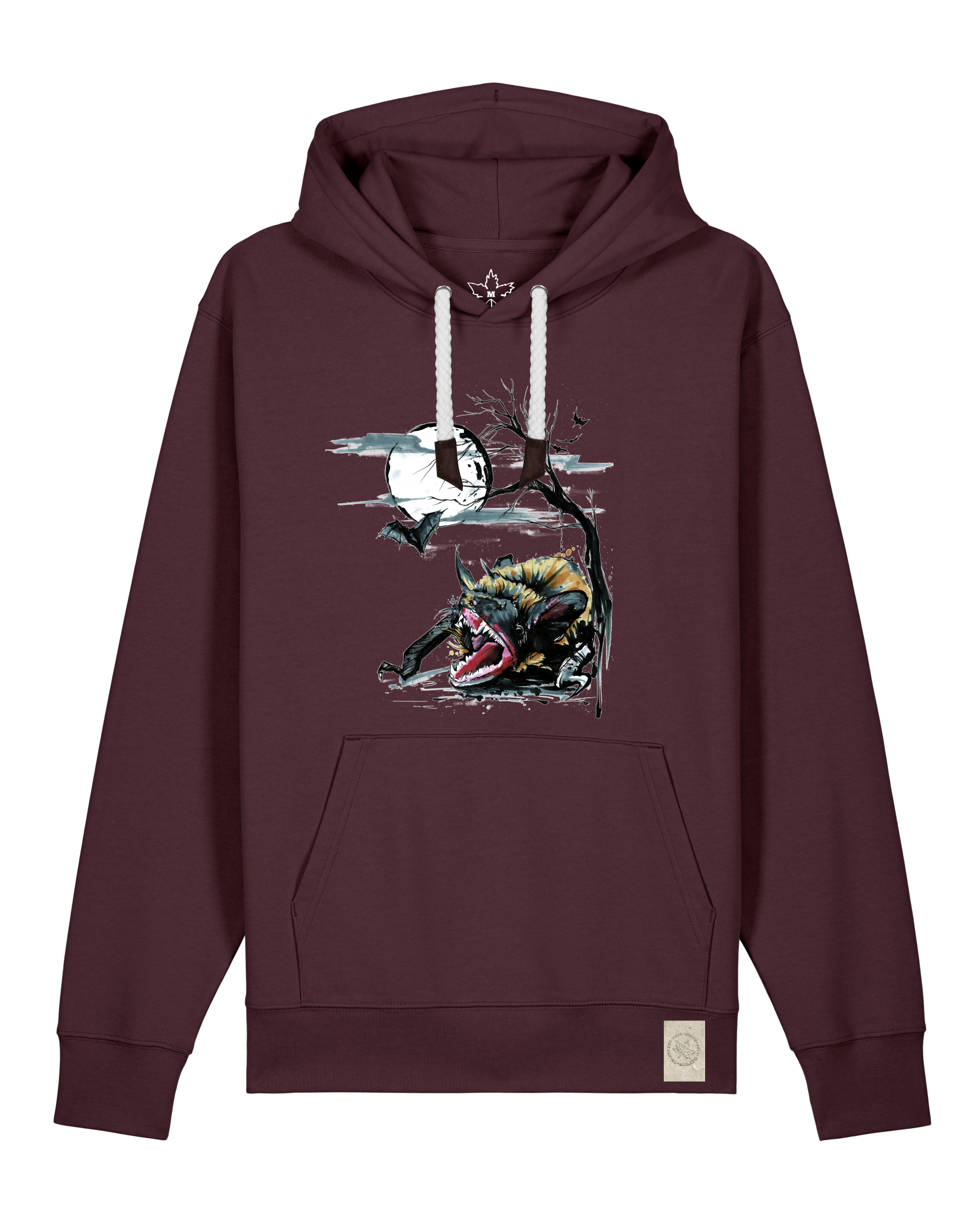 bio-unisex-medium fit-hoodie-fledermaus-stsu177-zartbitter-weiße kordel-front