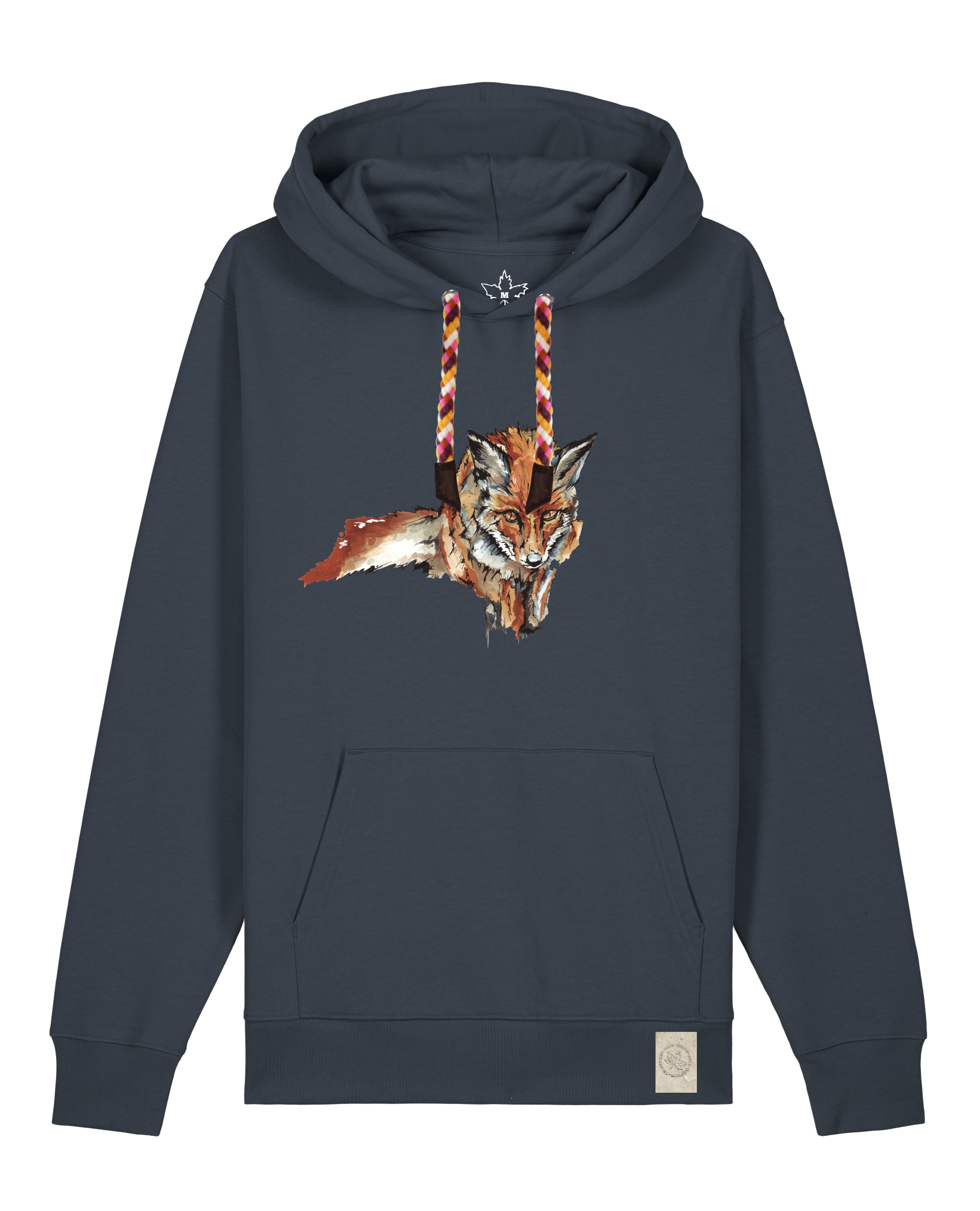 bio-unisex-medium fit-hoodie-fox views-stsu177-blaubeernacht-rote kordel-front
