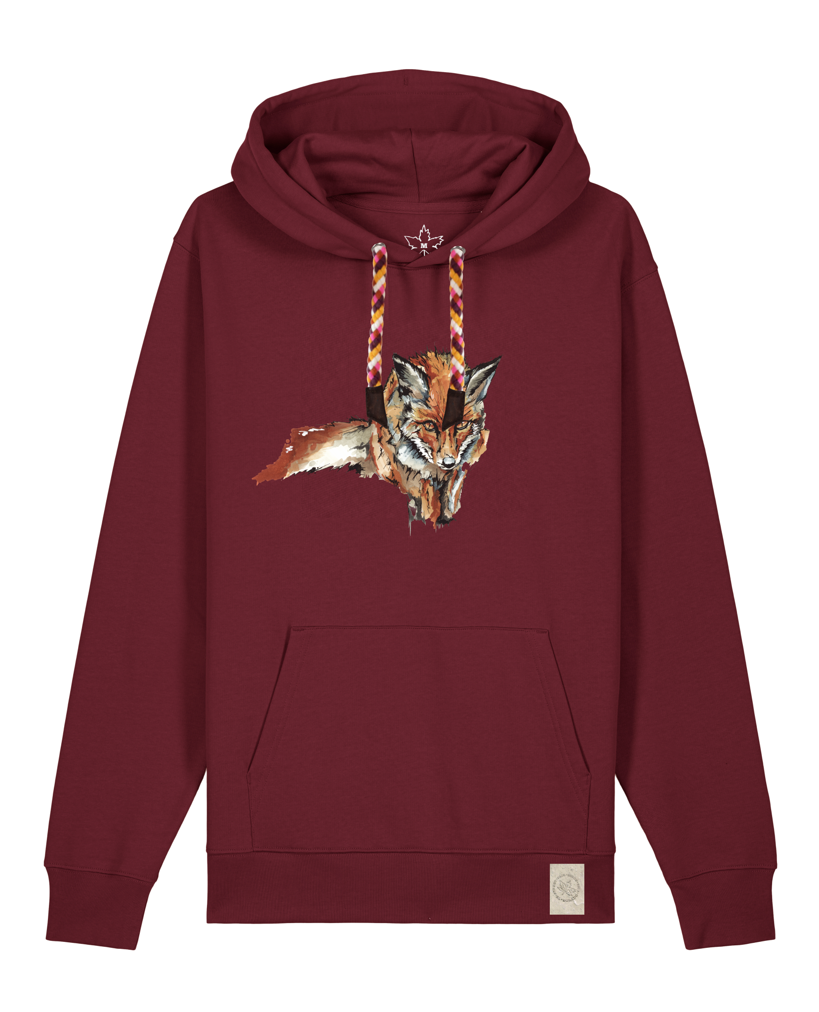 bio-unisex-medium fit-hoodie-fox views-stsu177-burgunder rot-rote kordel-front