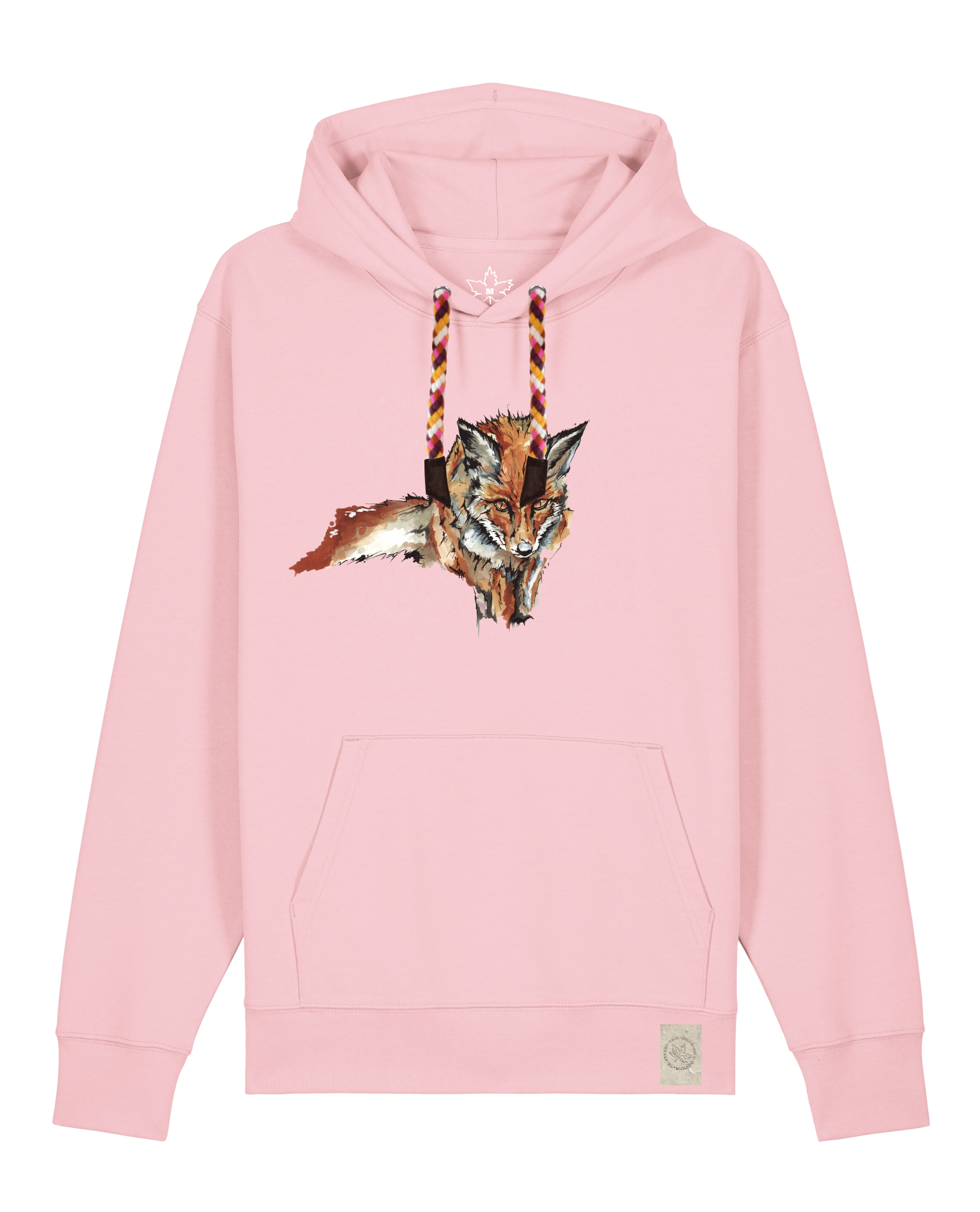 bio-unisex-medium fit-hoodie-fox views-stsu177-flamingo-rote kordel-front