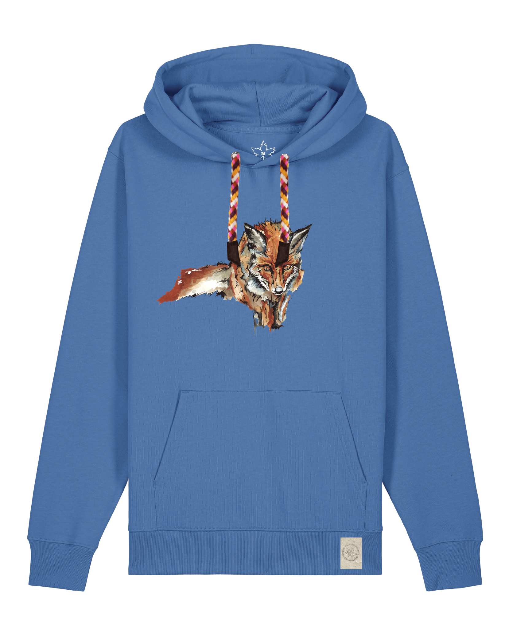 bio-unisex-medium fit-hoodie-fox views-stsu177-hortensie-rote kordel-front
