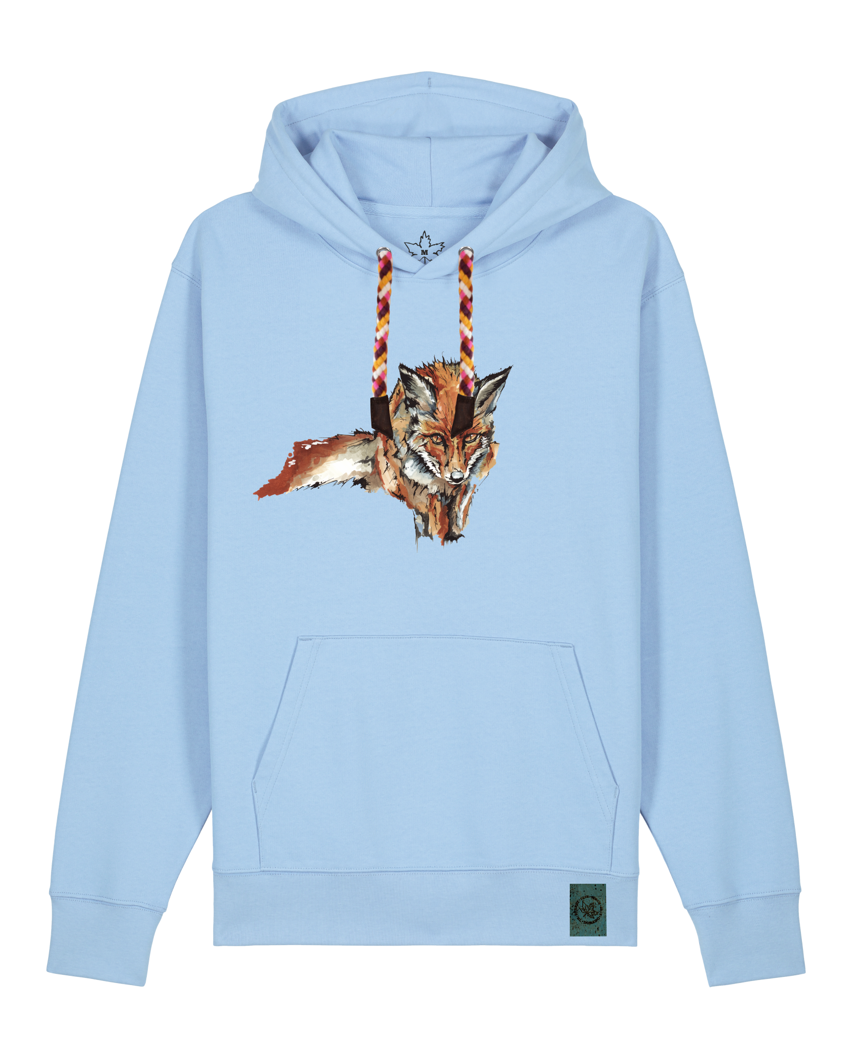 bio-unisex-medium fit-hoodie-fox views-stsu177-lagune-rote kordel-front