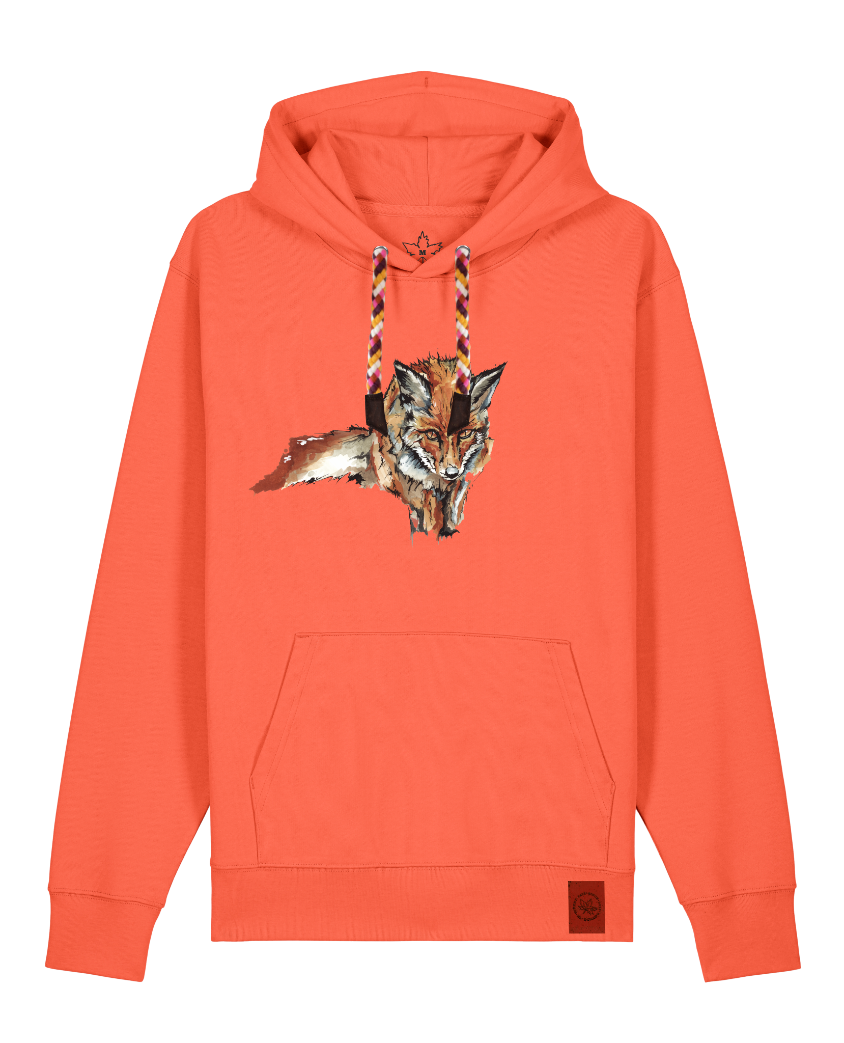 bio-unisex-medium fit-hoodie-fox views-stsu177-mandarine-rote kordel-front