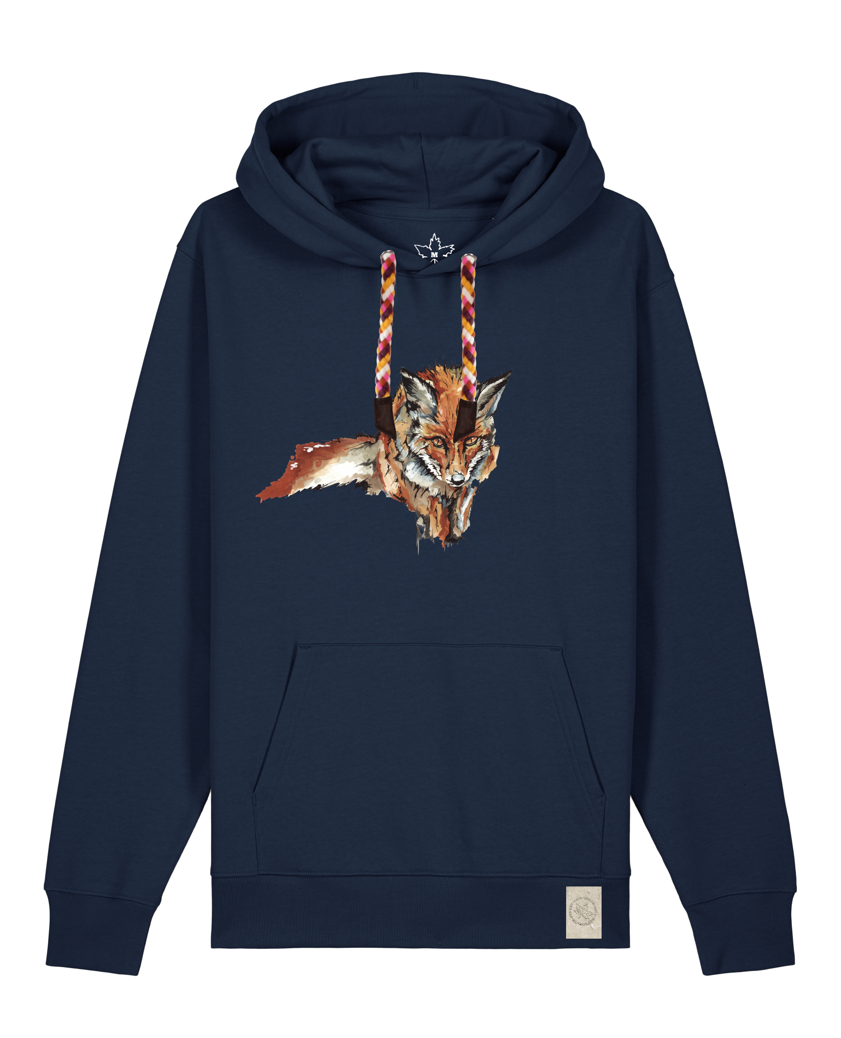 bio-unisex-medium fit-hoodie-fox views-stsu177-marine-rote kordel-front