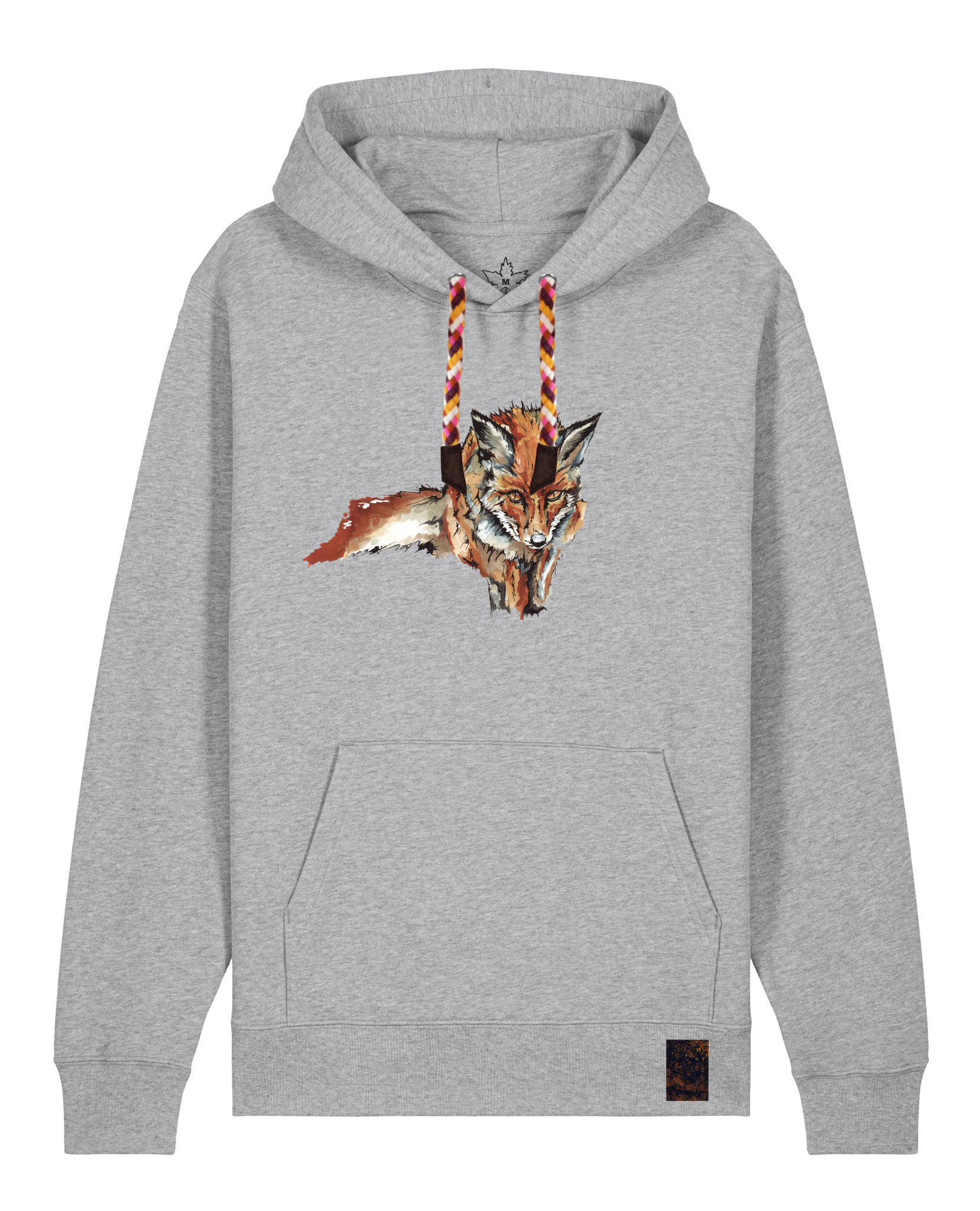 bio-unisex-medium fit-hoodie-fox views-stsu177-mausgrau-rote kordel-front