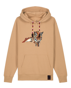 bio-unisex-medium fit-hoodie-fox views-stsu177-meersand-rote kordel-front