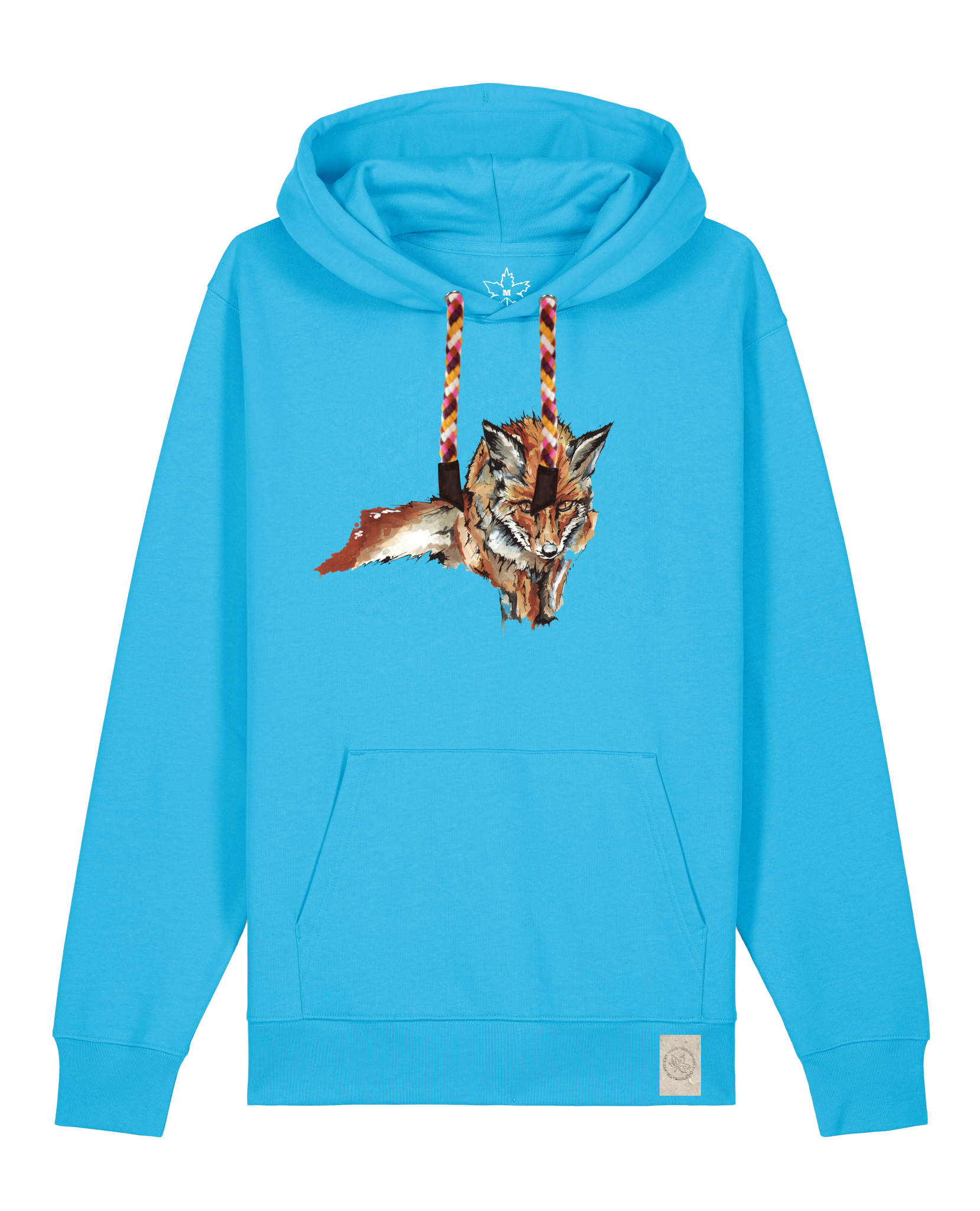 bio-unisex-medium fit-hoodie-fox views-stsu177-wasserblau-rote kordel-front