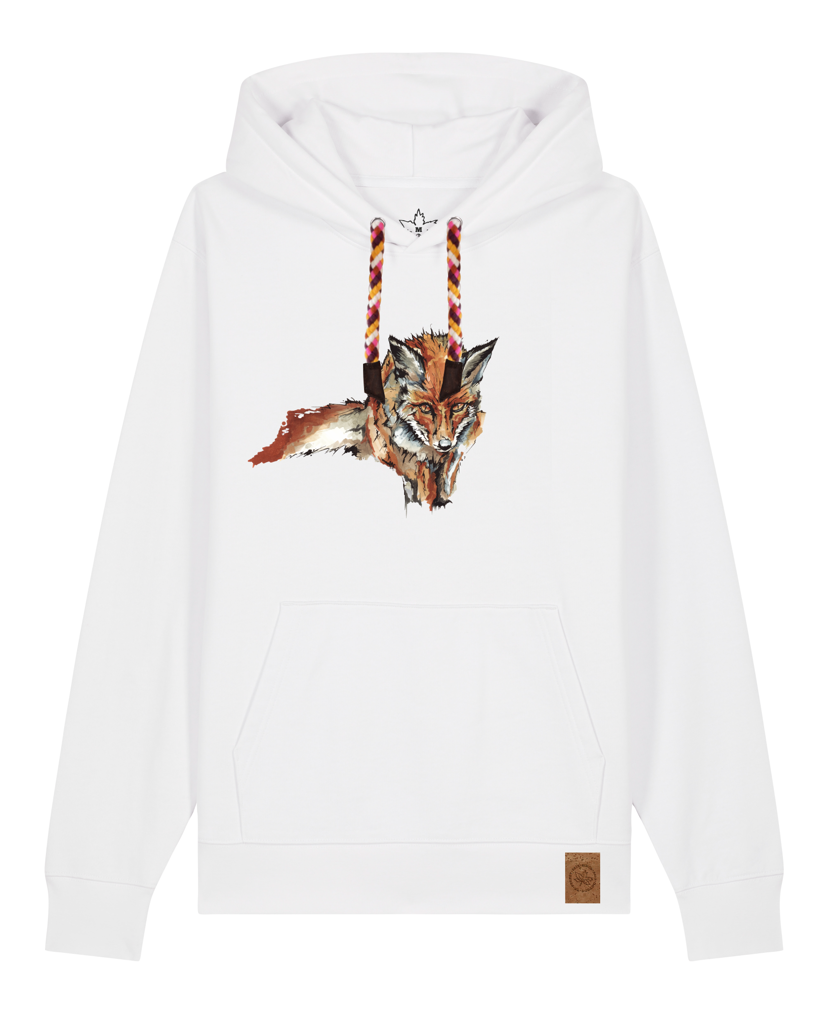 bio-unisex-medium fit-hoodie-fox views-stsu177-weiß-rote kordel-front