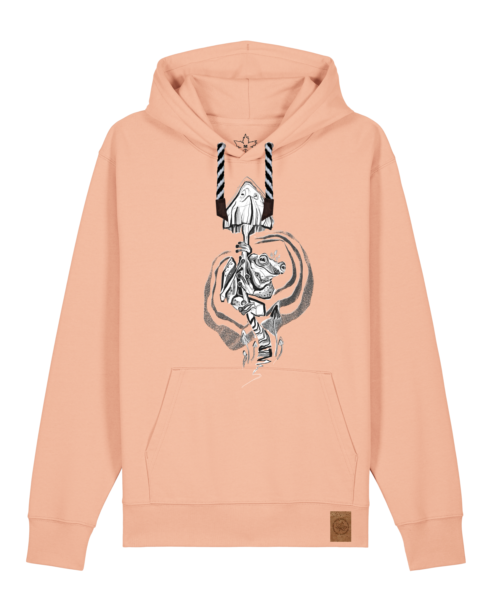 bio-unisex-medium fit-hoodie-frosch auf pilz-stsu177-agyptische keramik-sw kordel-front