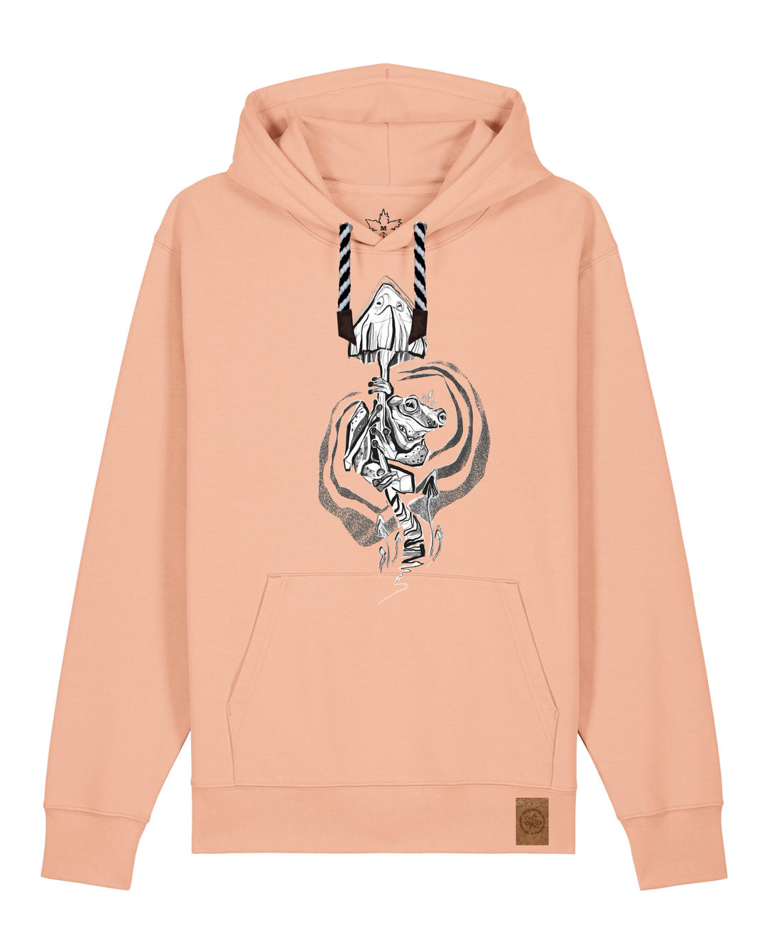 bio-unisex-medium fit-hoodie-frosch auf pilz-stsu177-agyptische keramik-sw kordel-front