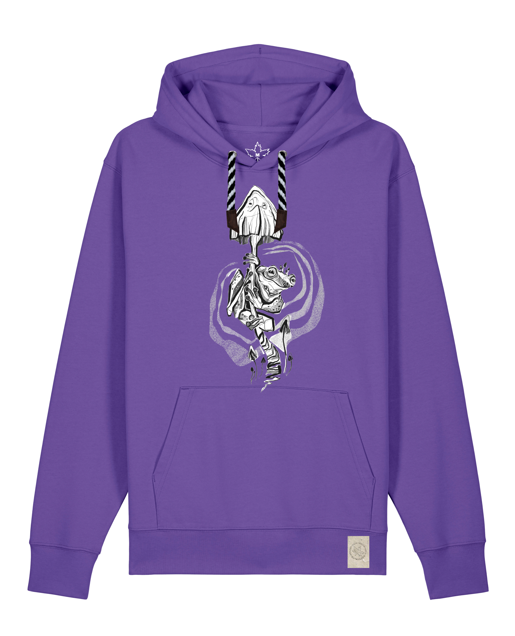 bio-unisex-medium fit-hoodie-frosch auf pilz-stsu177-blaukraut-sw kordel-front