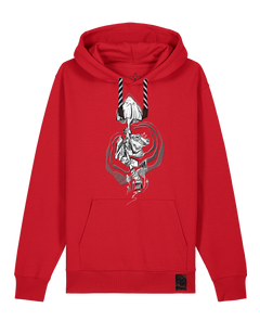 bio-unisex-medium fit-hoodie-frosch auf pilz-stsu177-erdbeere-sw kordel-front