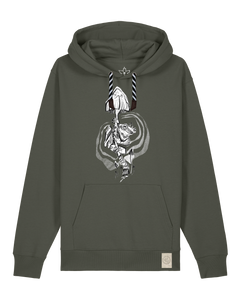 bio-unisex-medium fit-hoodie-frosch auf pilz-stsu177-grunkohl-sw kordel-front