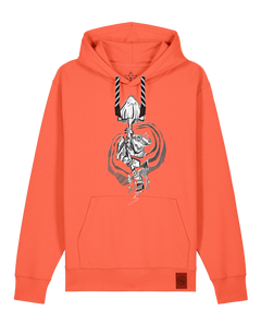 bio-unisex-medium fit-hoodie-frosch auf pilz-stsu177-mandarine-sw kordel-front
