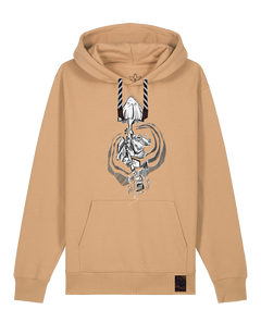 bio-unisex-medium fit-hoodie-frosch auf pilz-stsu177-meersand-sw kordel-front
