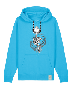 bio-unisex-medium fit-hoodie-frosch auf pilz-stsu177-wasserblau-sw kordel-front
