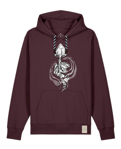 bio-unisex-medium fit-hoodie-frosch auf pilz-stsu177-zartbitter-sw kordel-front