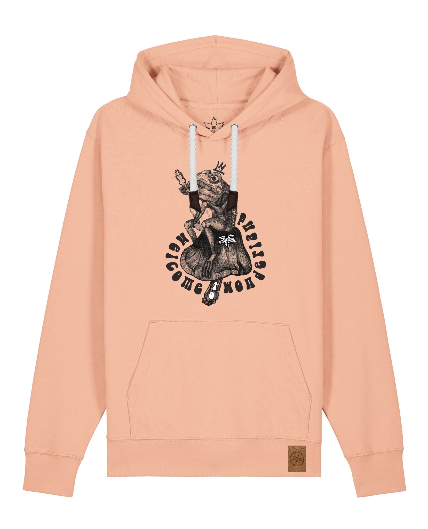 bio-unisex-medium fit-hoodie-froschkönig-stsu177-agyptische keramik-weiße kordel-front