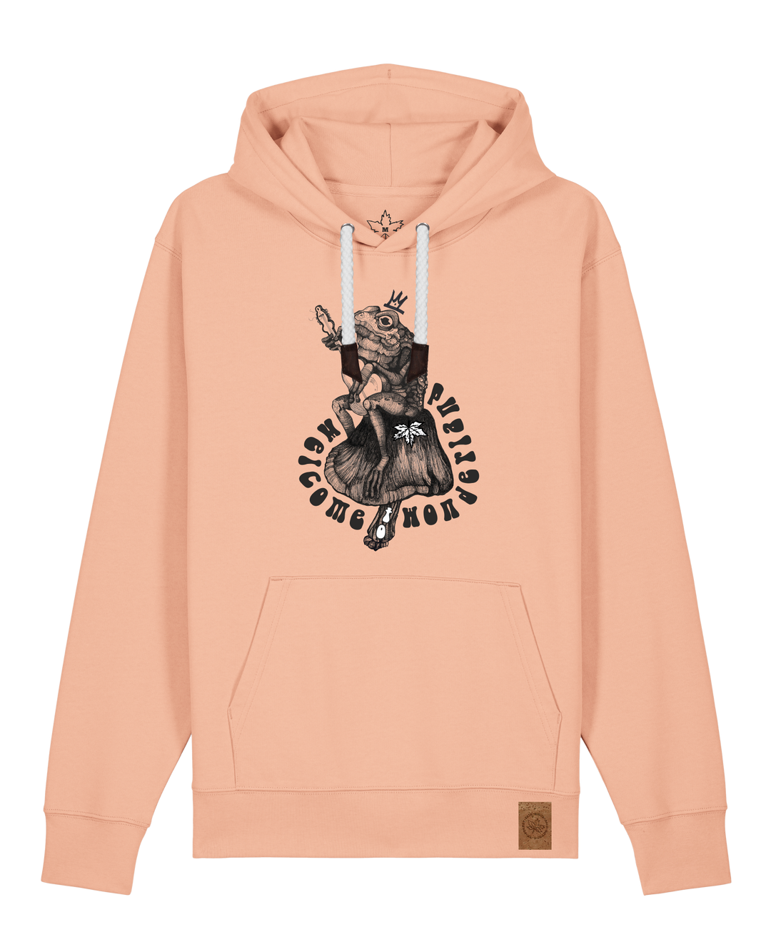 bio-unisex-medium fit-hoodie-froschkönig-stsu177-agyptische keramik-weiße kordel-front