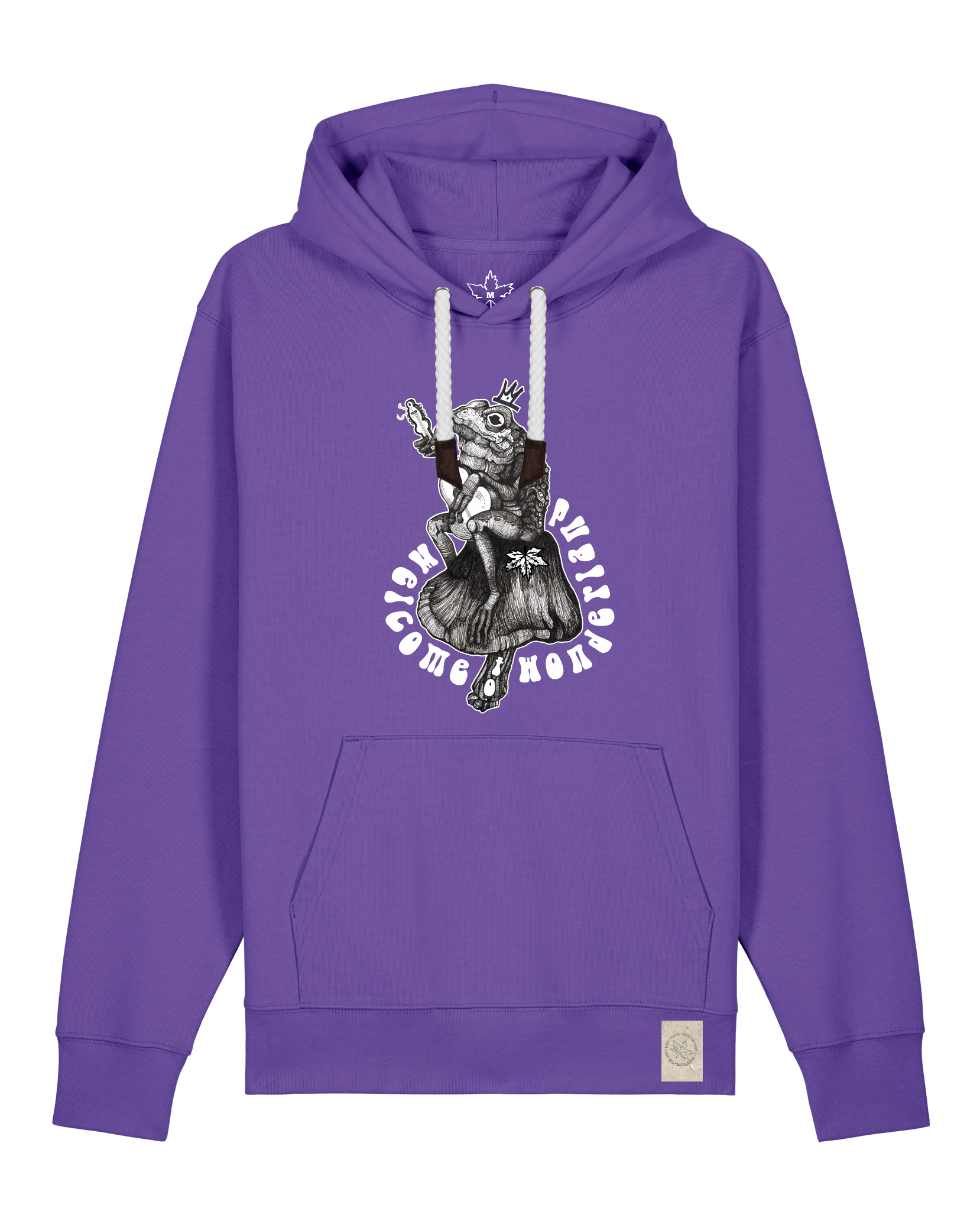 bio-unisex-medium fit-hoodie-froschkönig-stsu177-blaukraut-weiße kordel-front