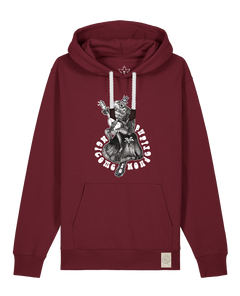 bio-unisex-medium fit-hoodie-froschkönig-stsu177-burgunder rot-weiße kordel-front